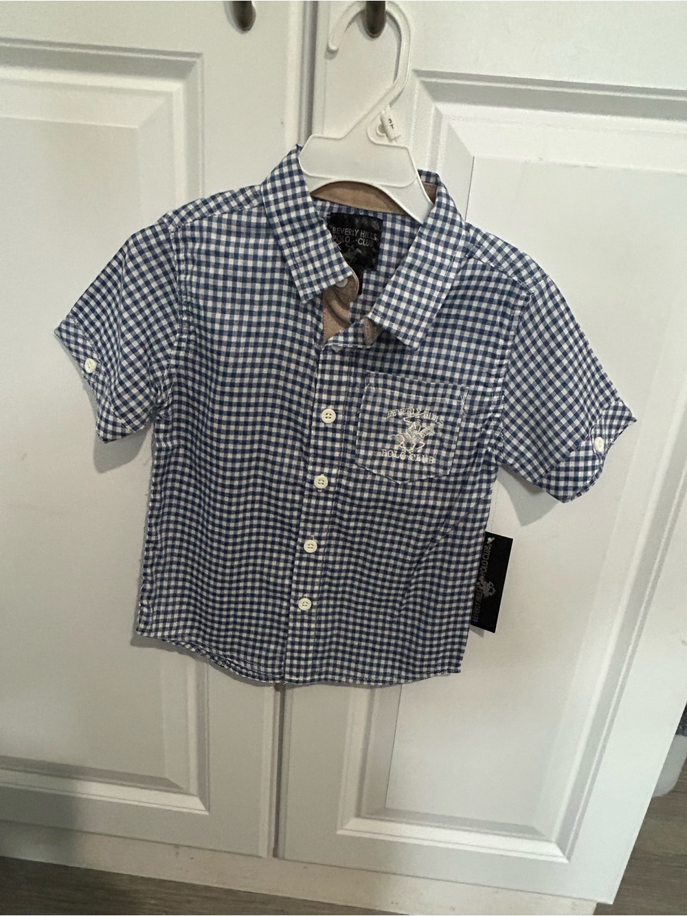 Beverly Hills Polo Club Blue Gingham Button-Down Shirt